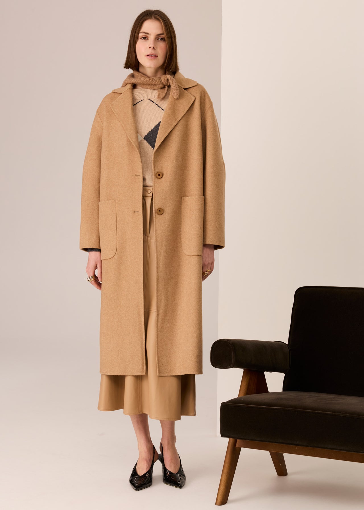POL Clothing Cohen Long Wool Coat | Camel