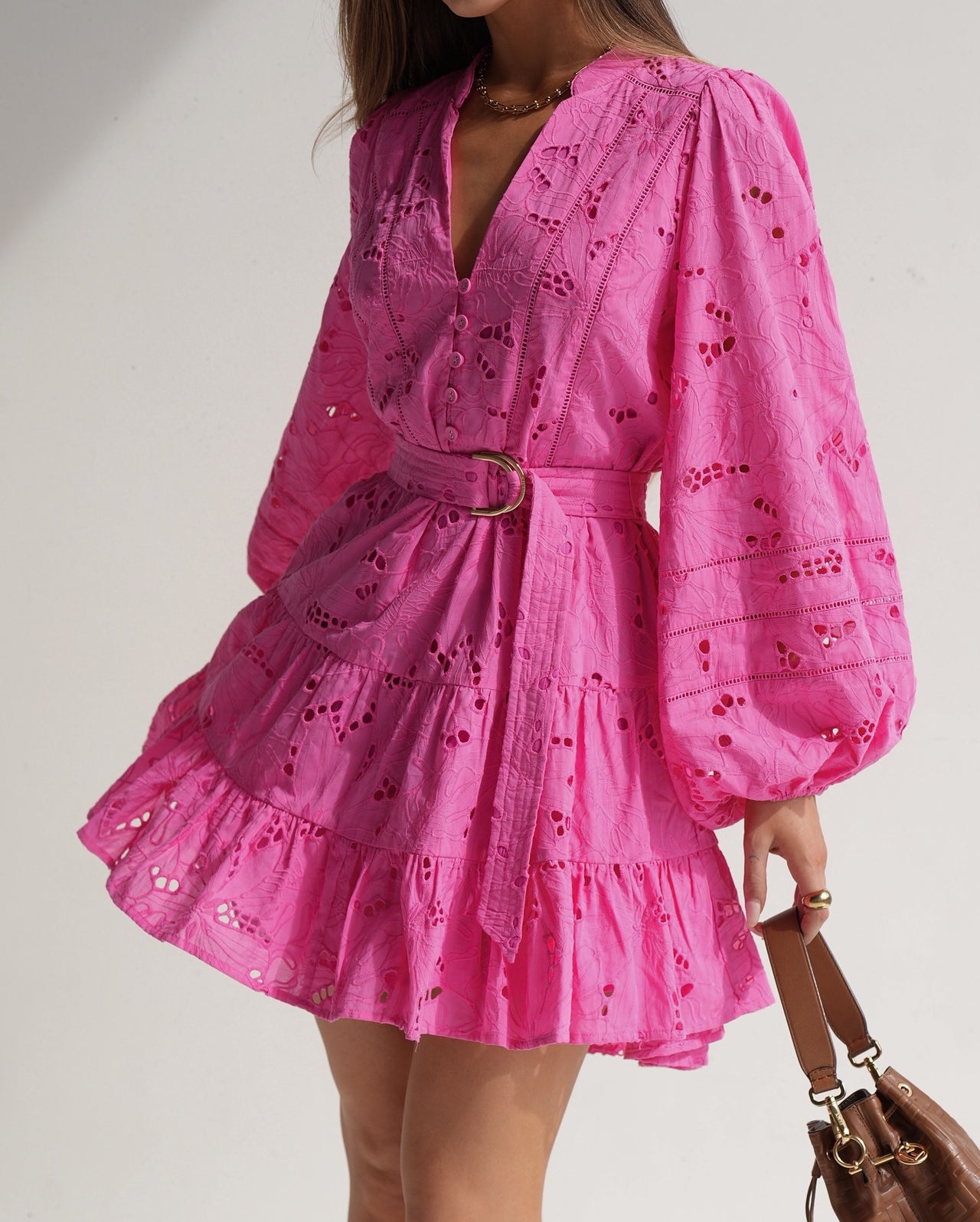 Kivari Corfu Mini Dress | Pink Embroidery