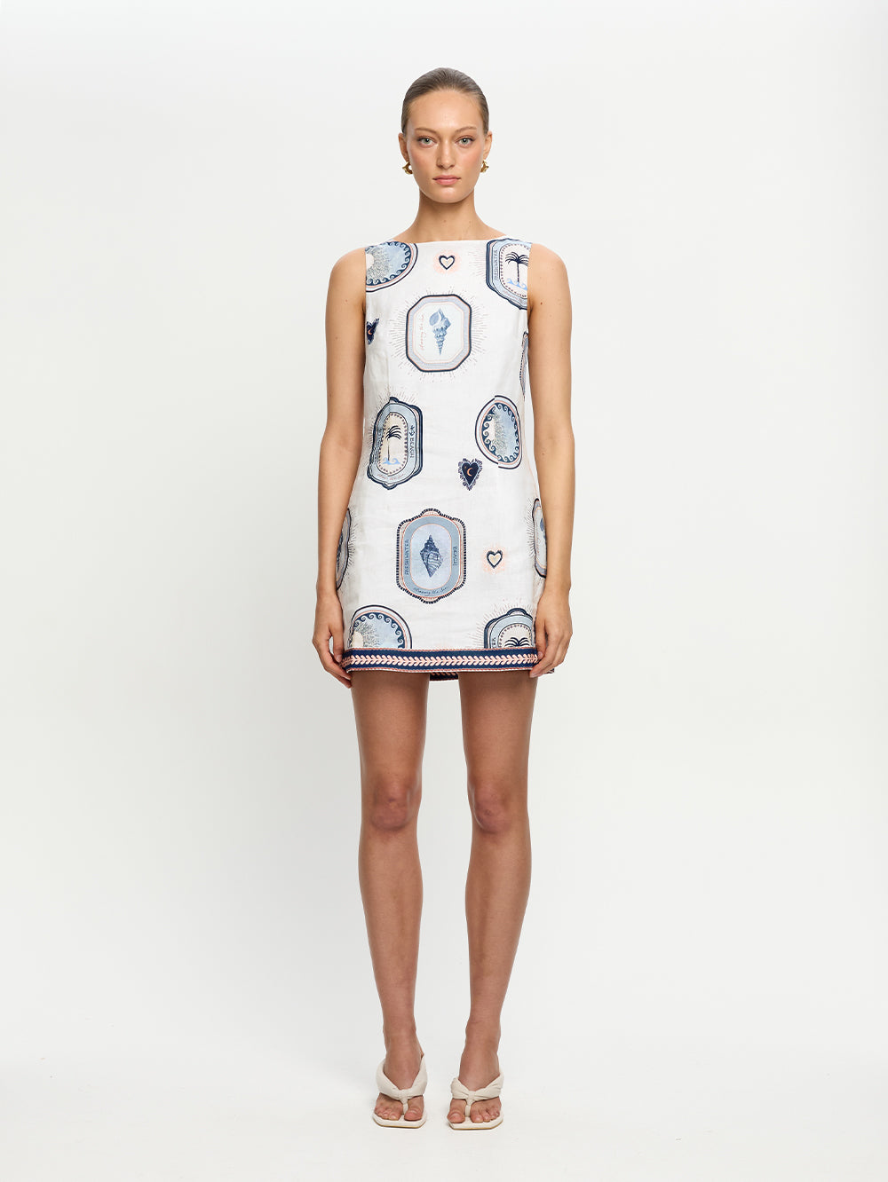 Kivari Alessia Mini Dress | Cream / Navy