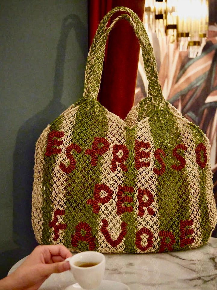 The Jacksons London Drew Jute Bag | Espresso Per Favore | Natural, Fern / Ginger
