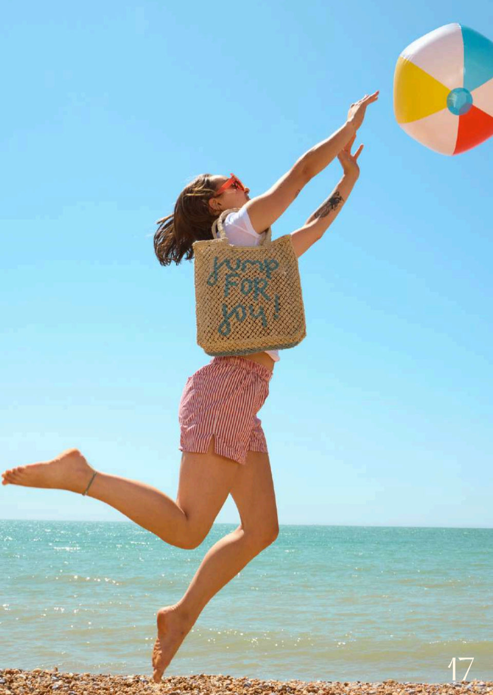 The Jacksons London Lottie Jute Bag | Jump For Joy | Natural / Sky Blue