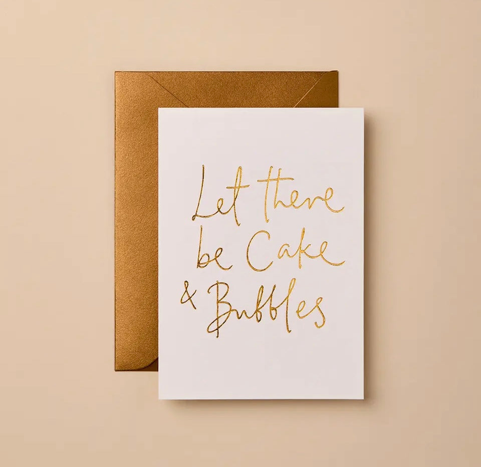 Gabrielle & Celine Greeting Card | Let There Be Cake & Bubbles