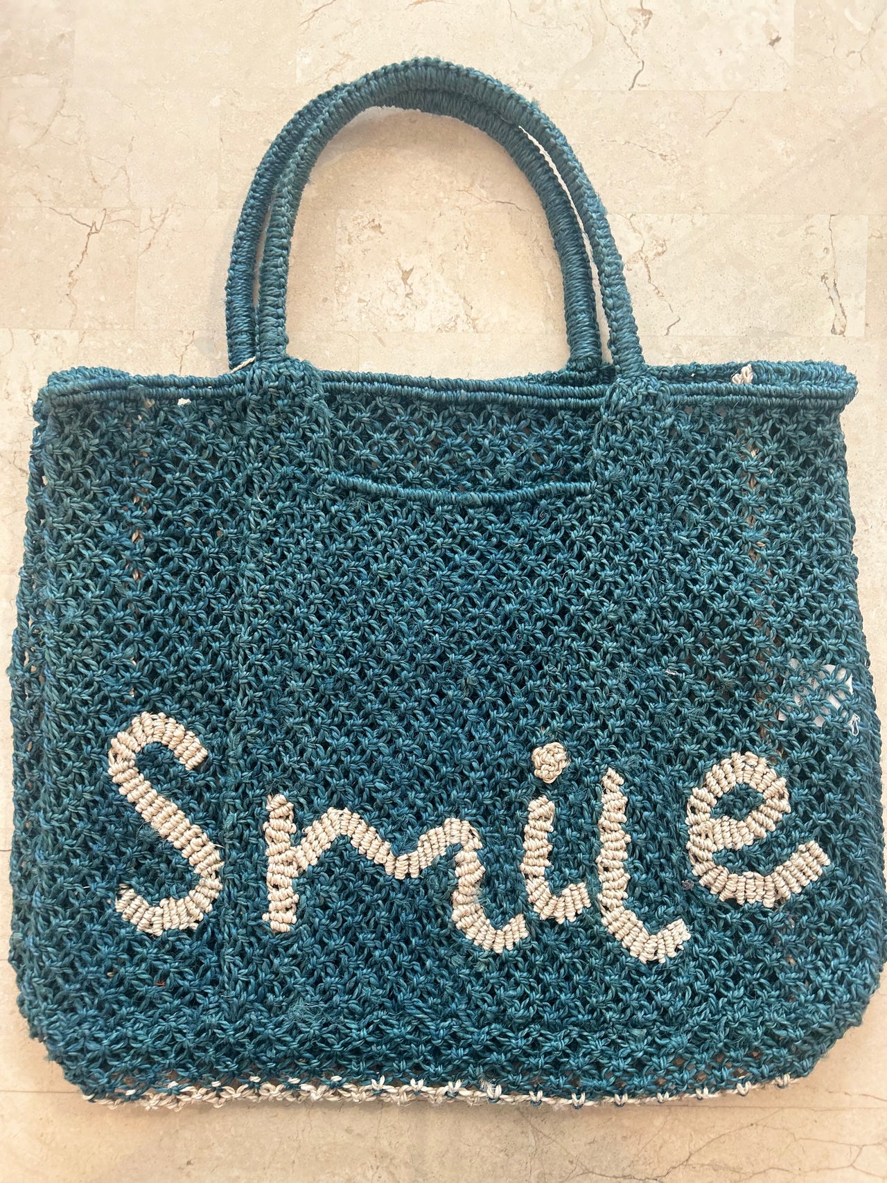 The Jacksons London | Smile Florence Jute Bag | Petrol / Natural