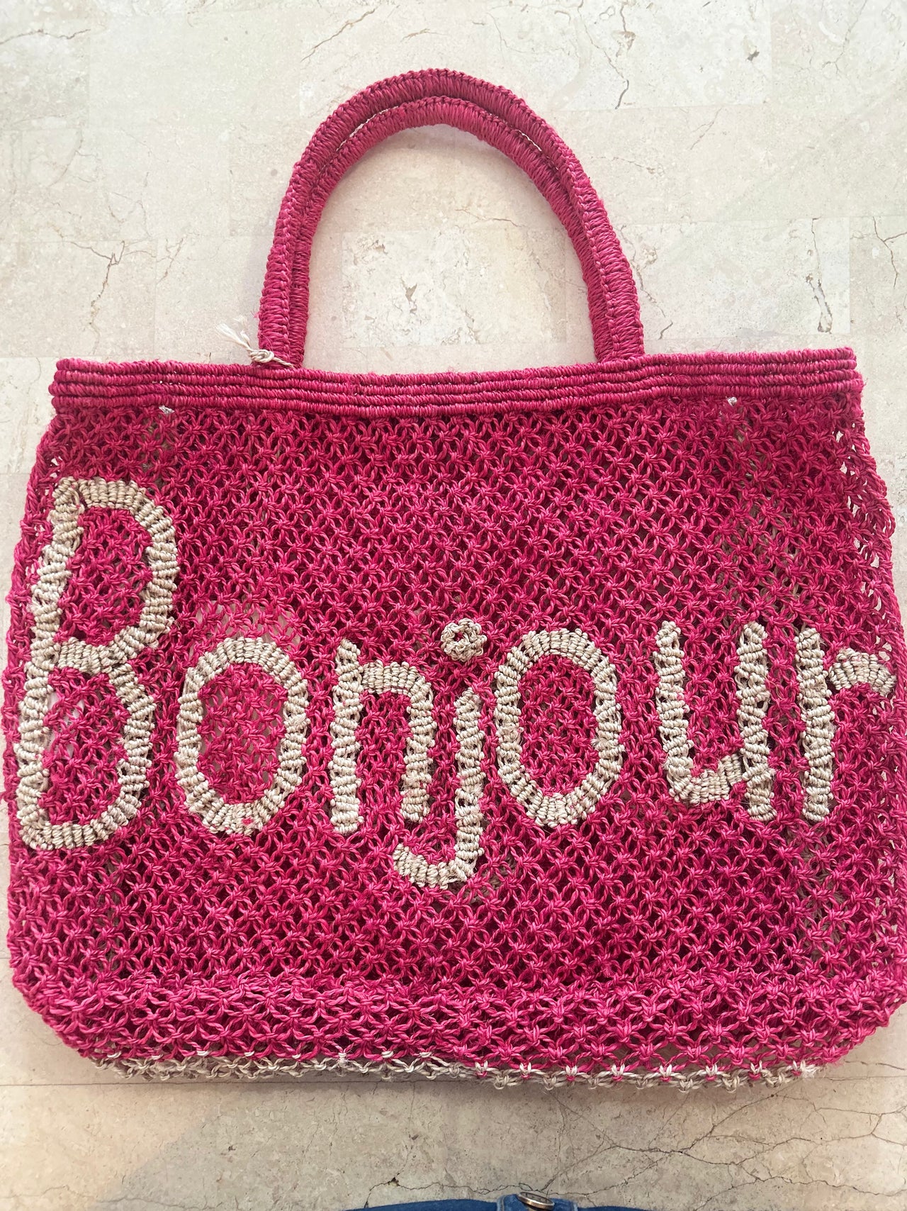 The Jacksons London | Bonjour Jute Bag | Hot Pink / Natural