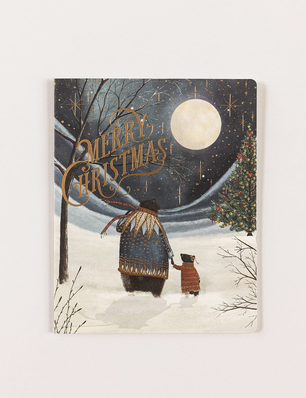 Bespoke Letterpress Greeting Card | Christmas | Merry Christmas Starry Night Bears