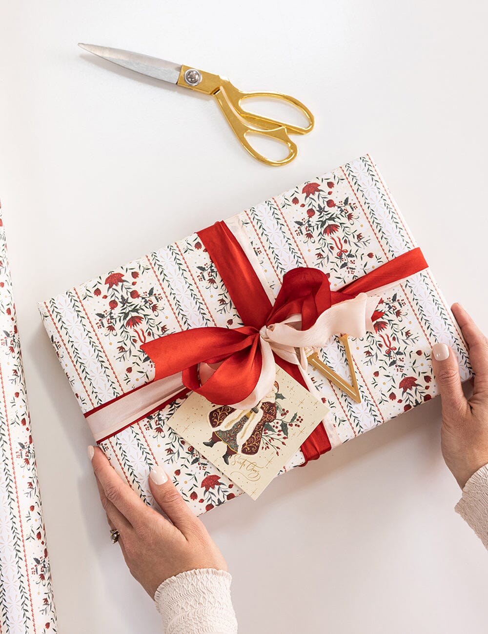 Bespoke Letterpress 3m Gift Wrap Roll | Festive Florals