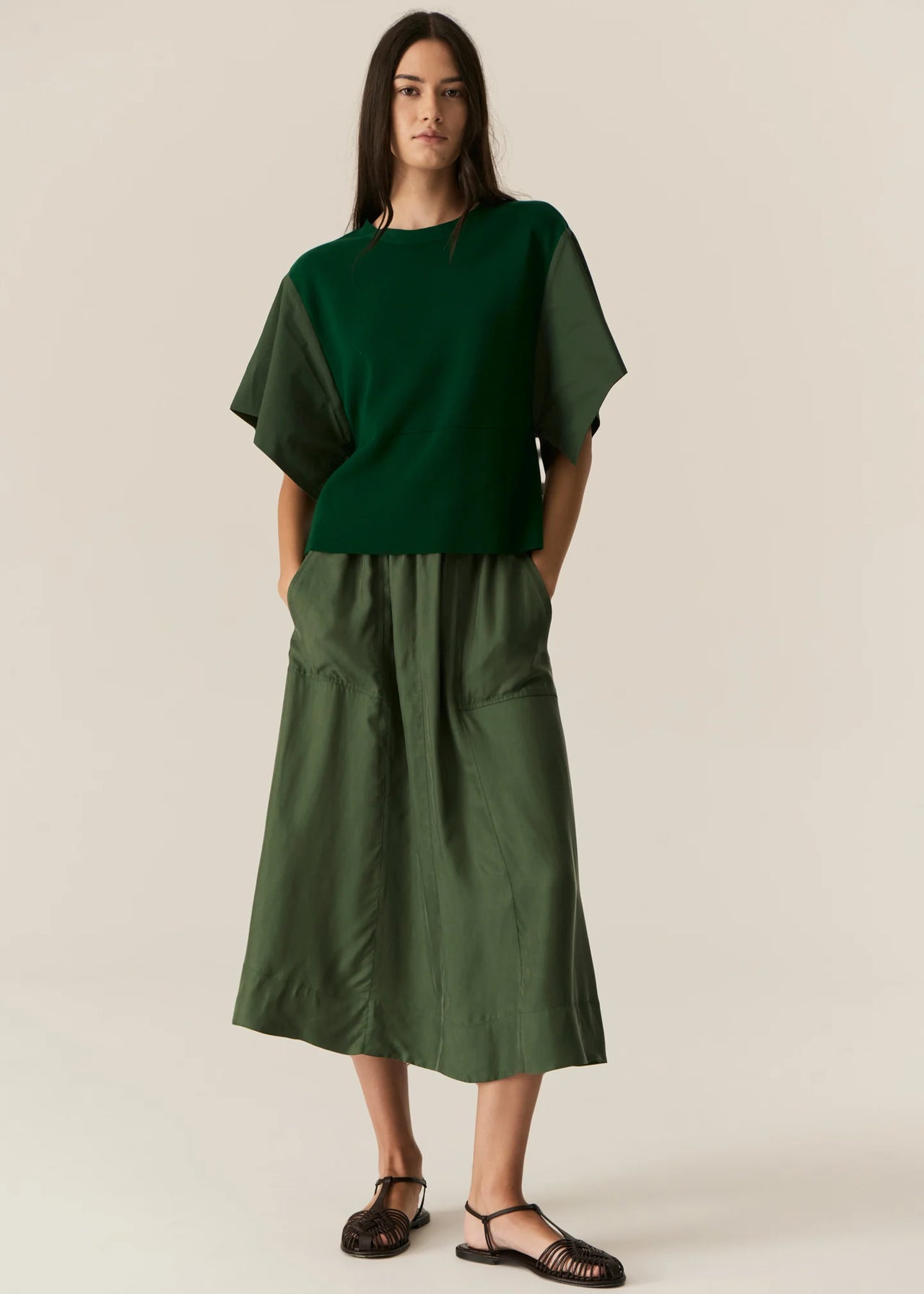 POL Clothing Henri Tie Skirt | Green