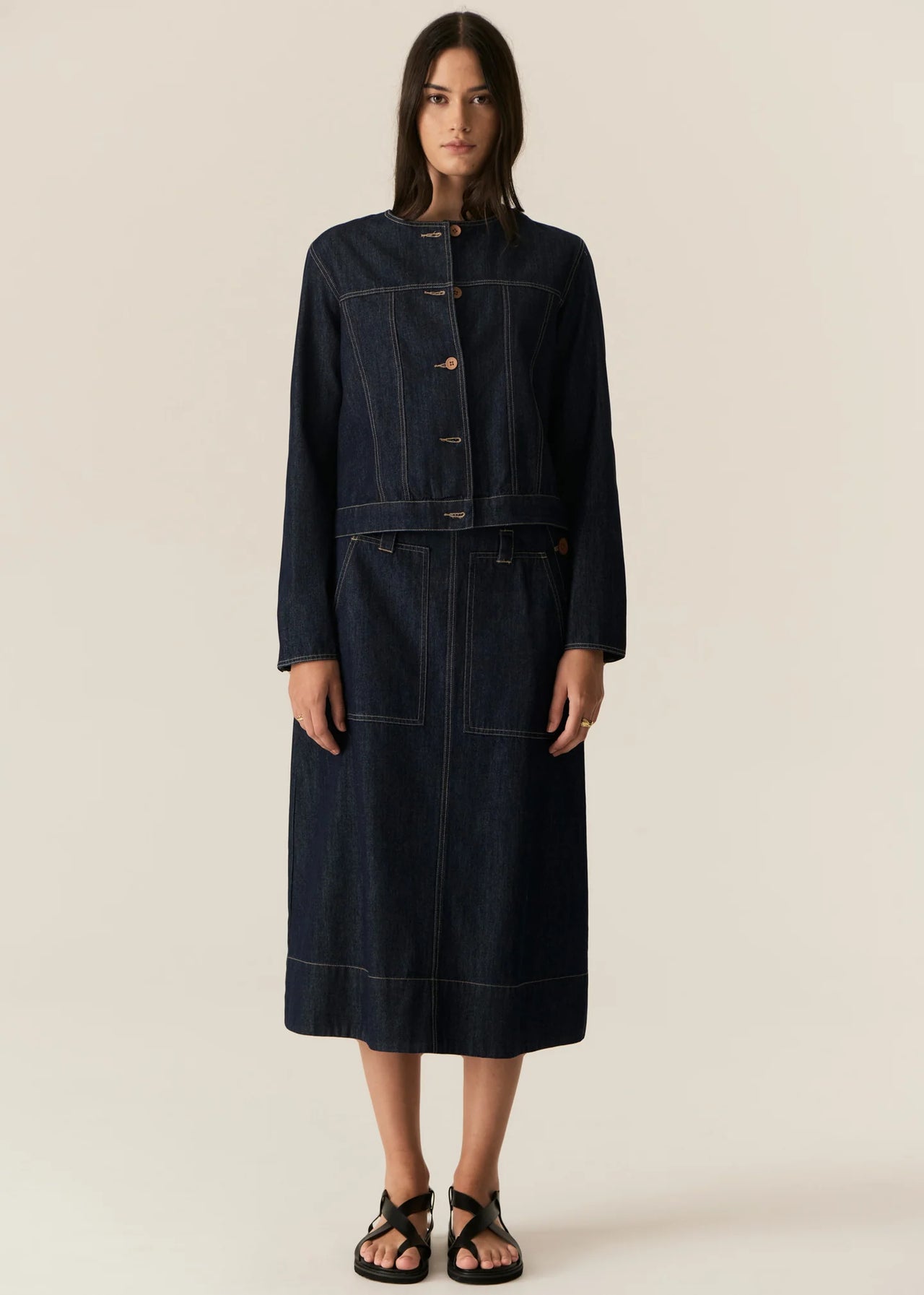 POL Clothing Carsen Skirt | Dark Wash