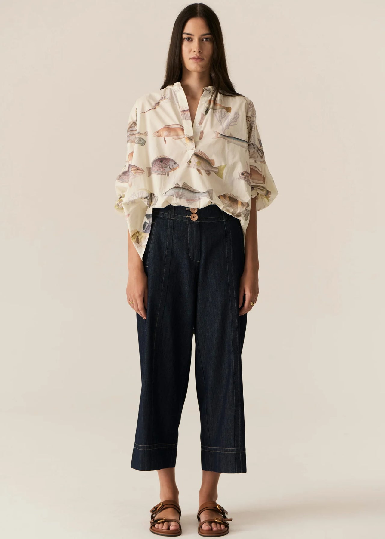 POL Clothing Carsen Crop Denim Pant | Dark Wash