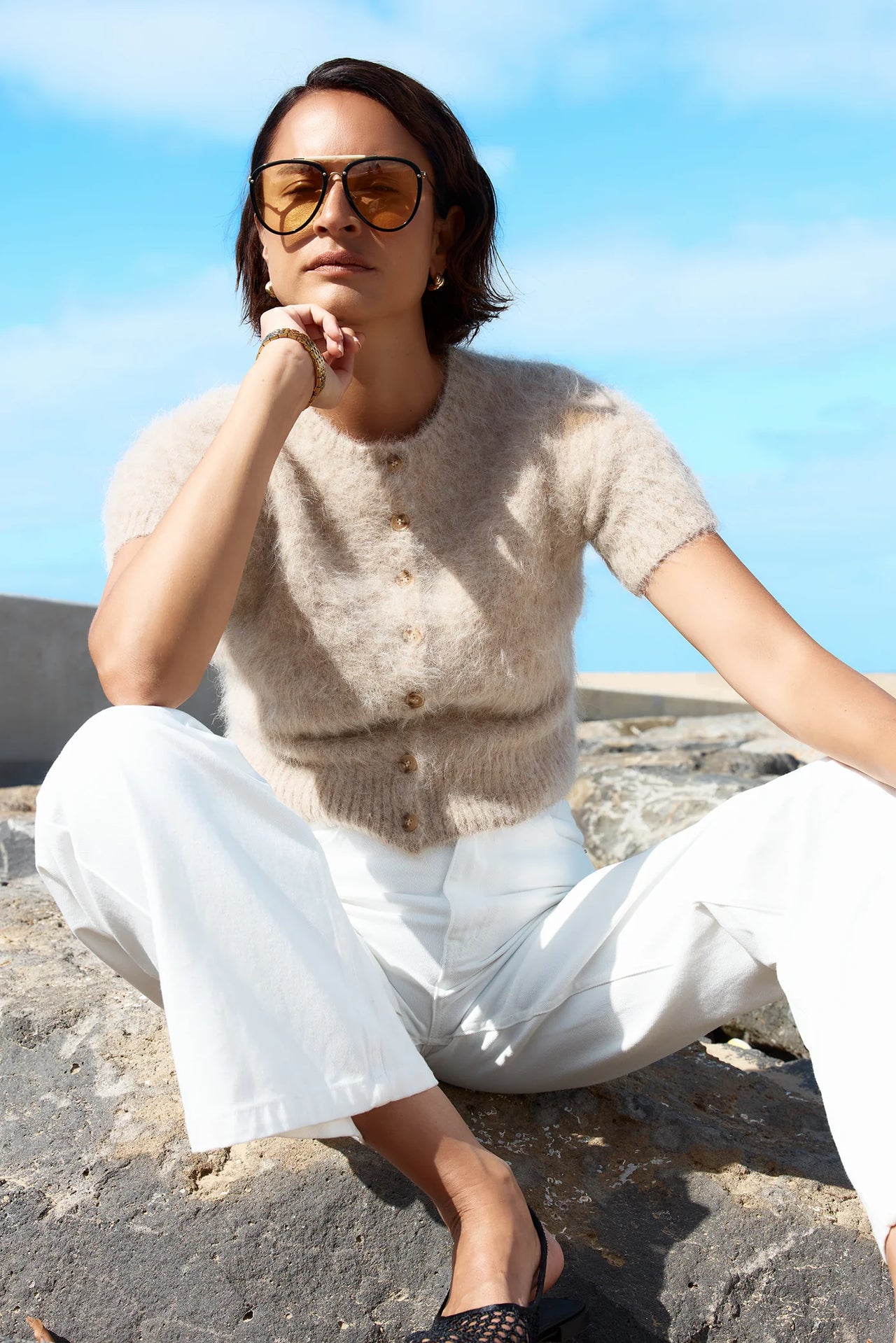 Sofia Irina Elly Cropped Cardigan | Oat