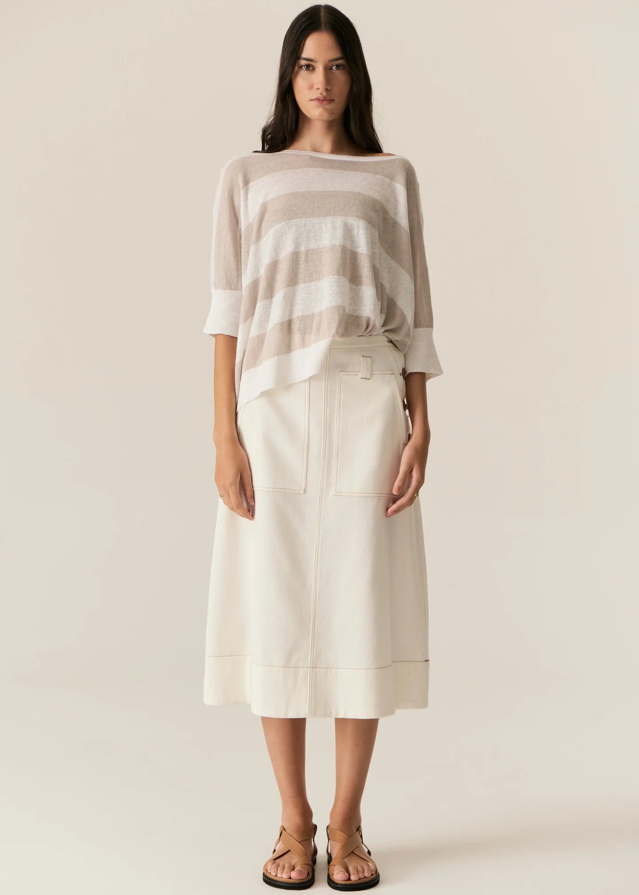 POL Clothing Carsen Skirt | Ecru