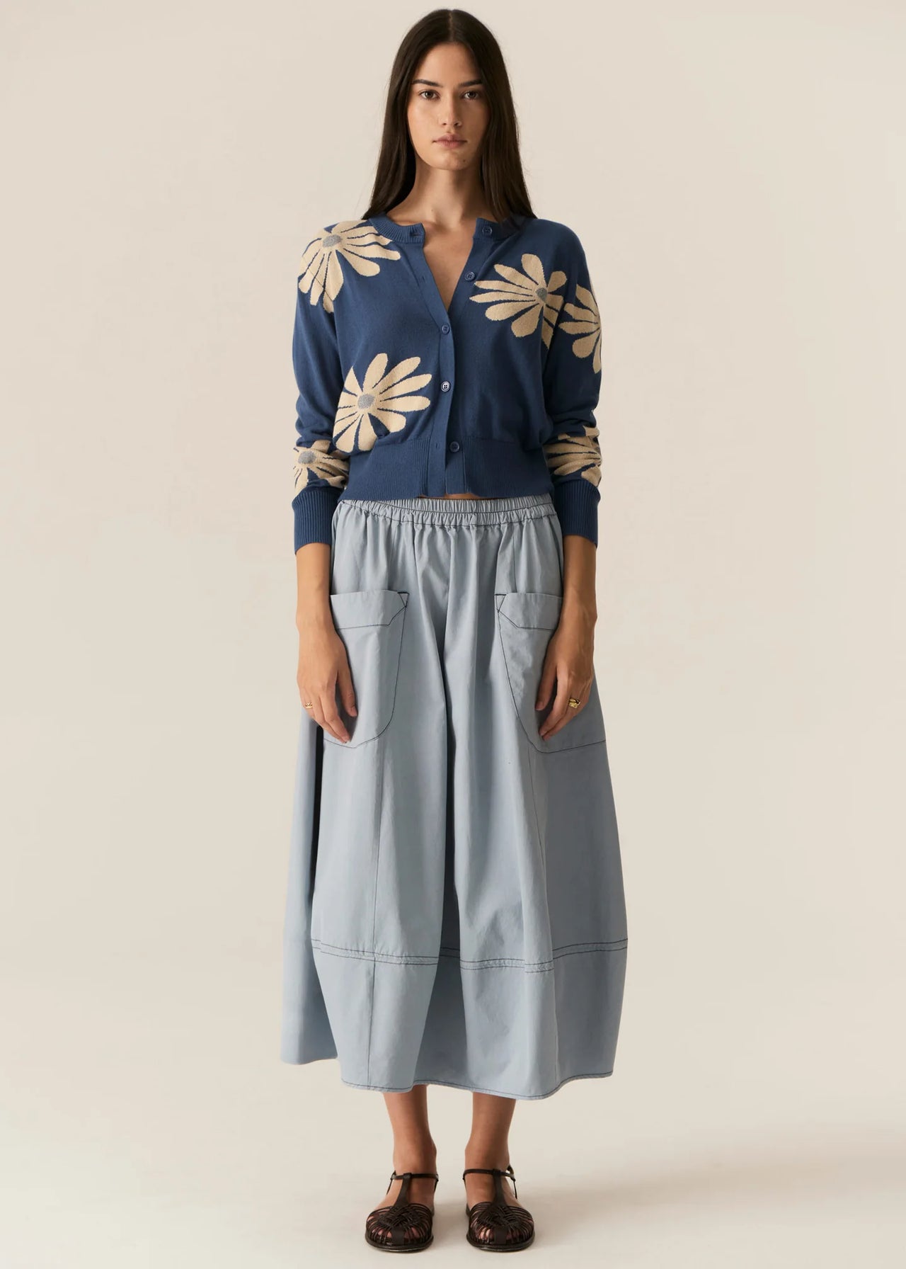 POL Clothing Avrid Bubble Skirt | Blue