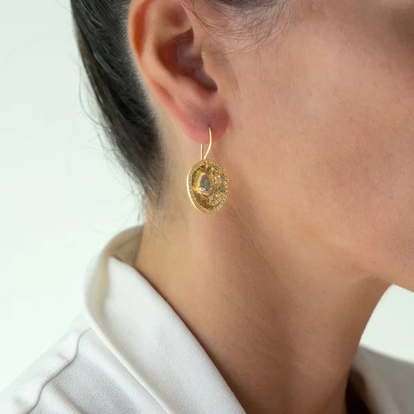 Rubyteva Alila Earrings | Labradorite / Cubic Zirconia