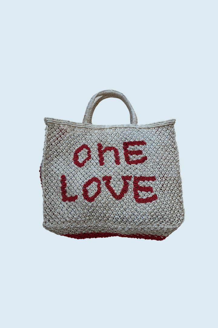 The Jacksons London Bevan Jute Bag | One Love | Natural / Scarlet