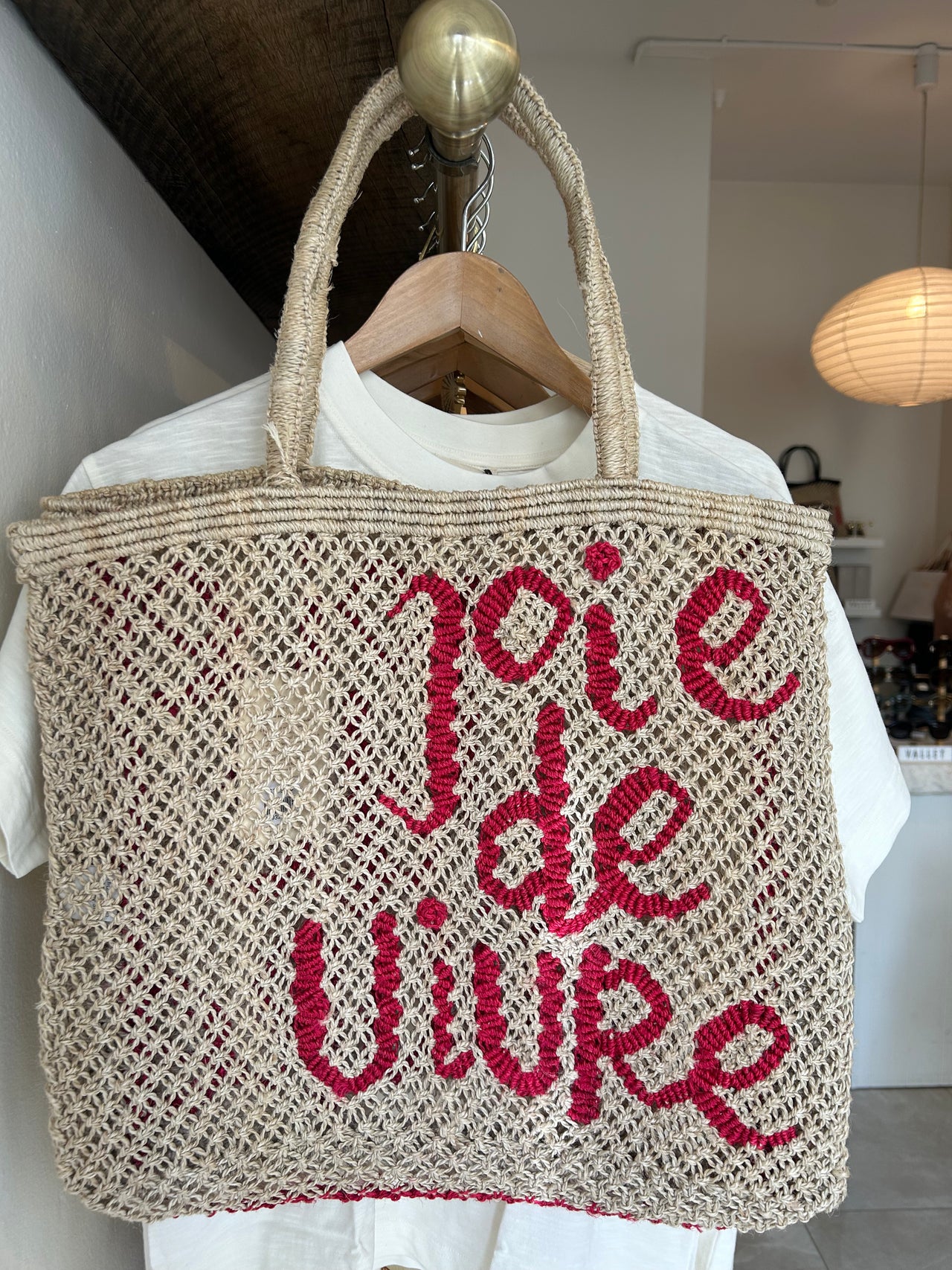The Jacksons London Large Jute Bag | Joie De Vivre | Natural / Raspberry