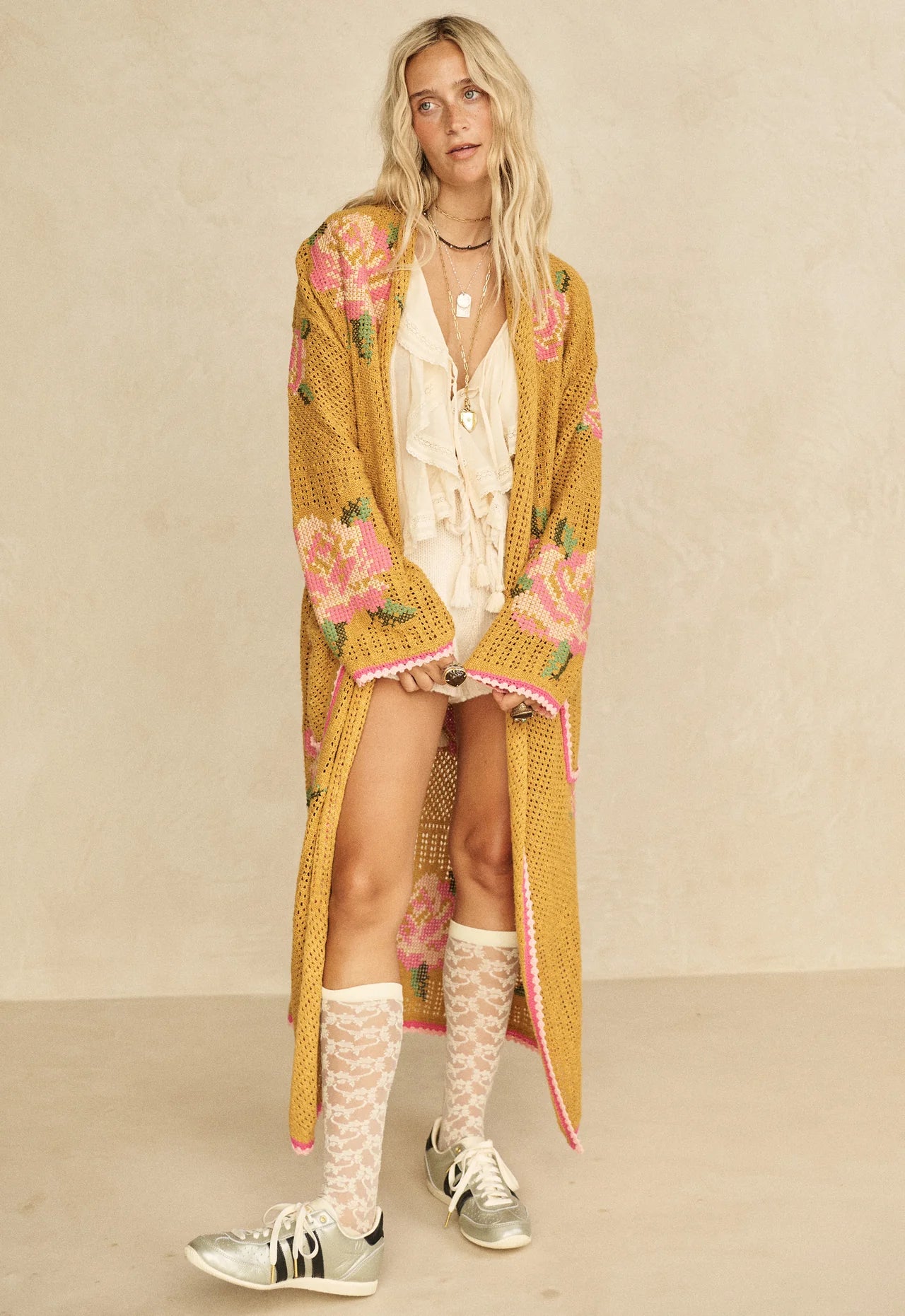 Spell Coastal Granny Maxi Cardigan | Mustard