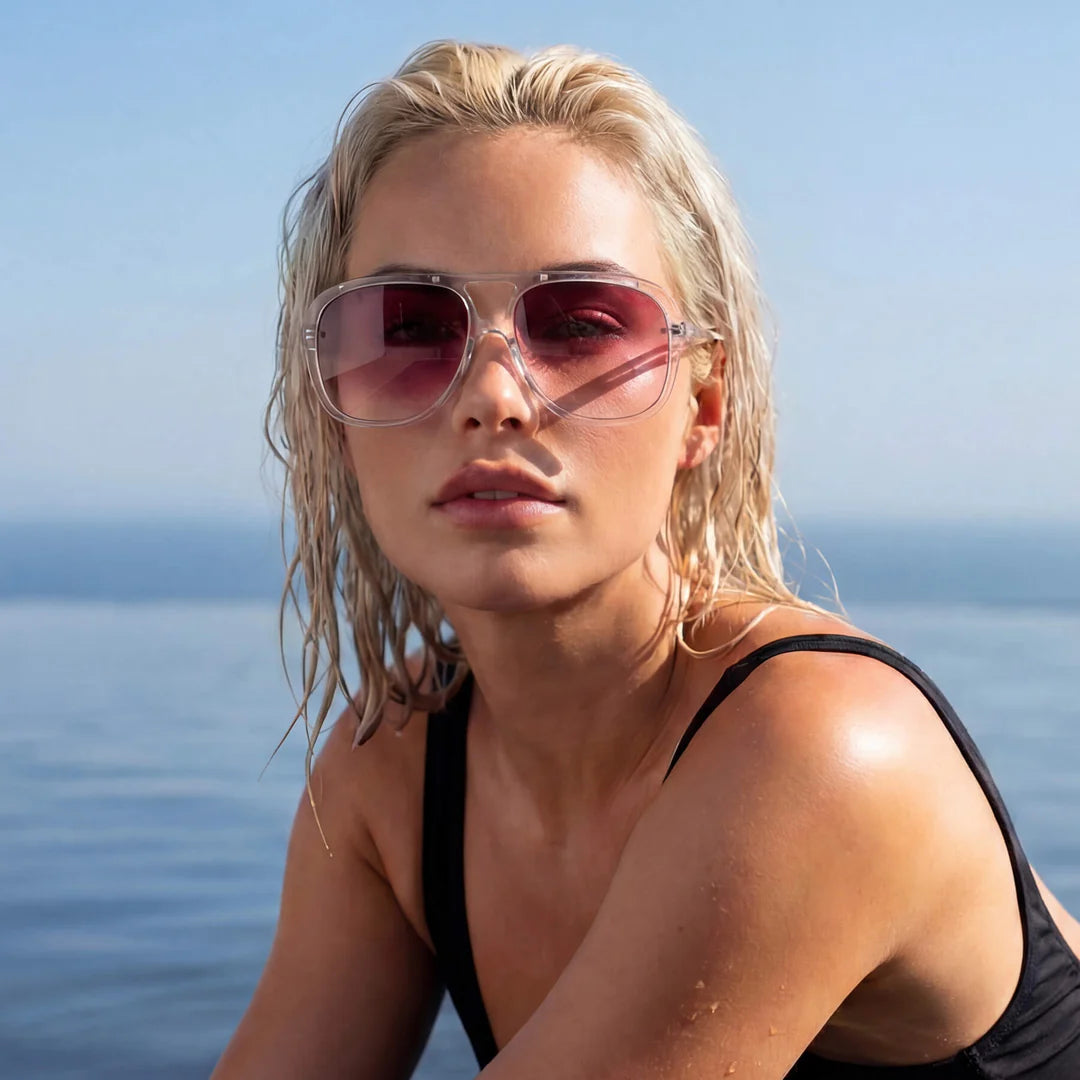 Valley Eyewear | Bang | Crystal w. Silver Metal / Rose Gradient Lens