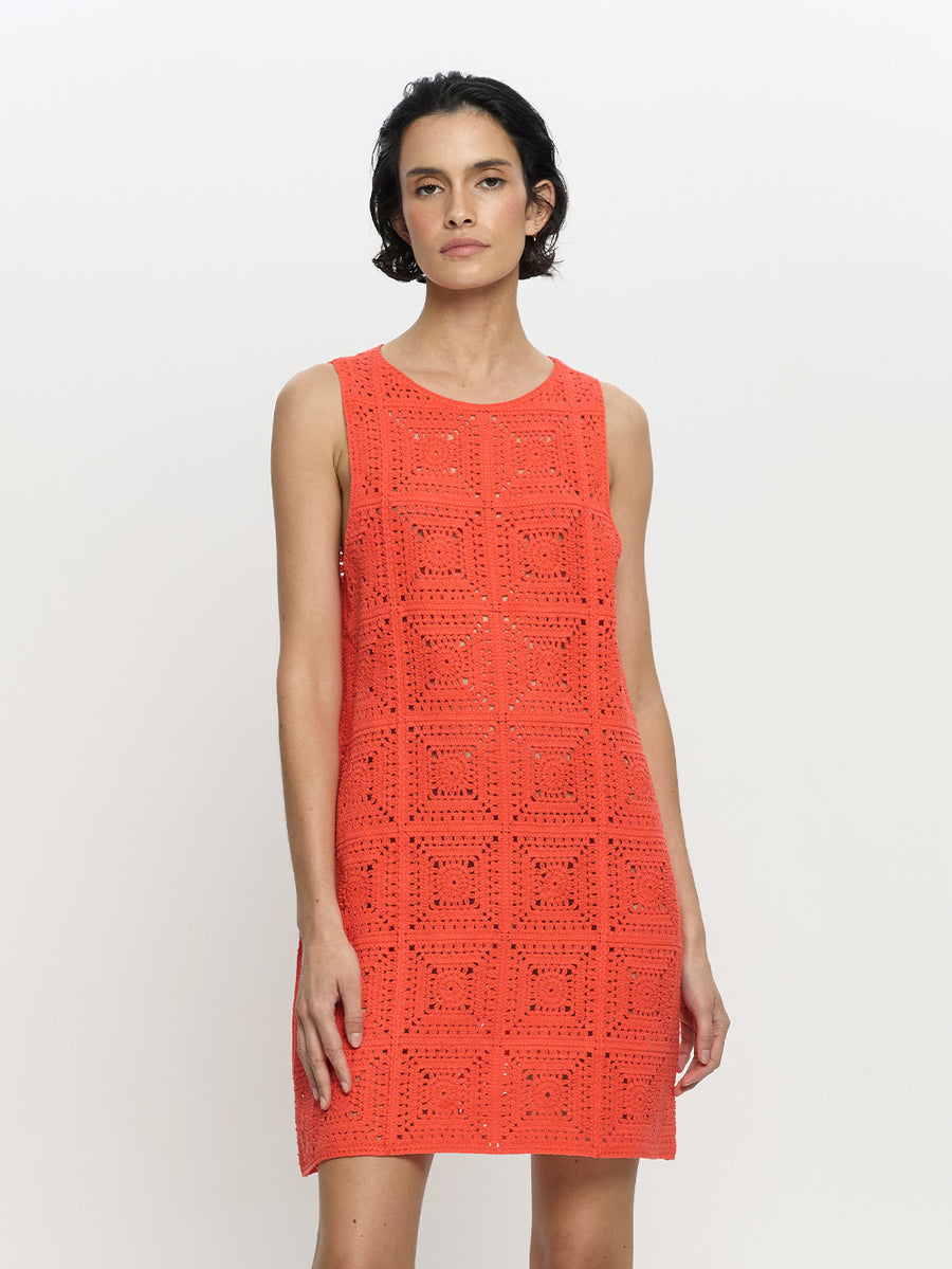 Kivari Brenna Crochet Mini Dress | Coral