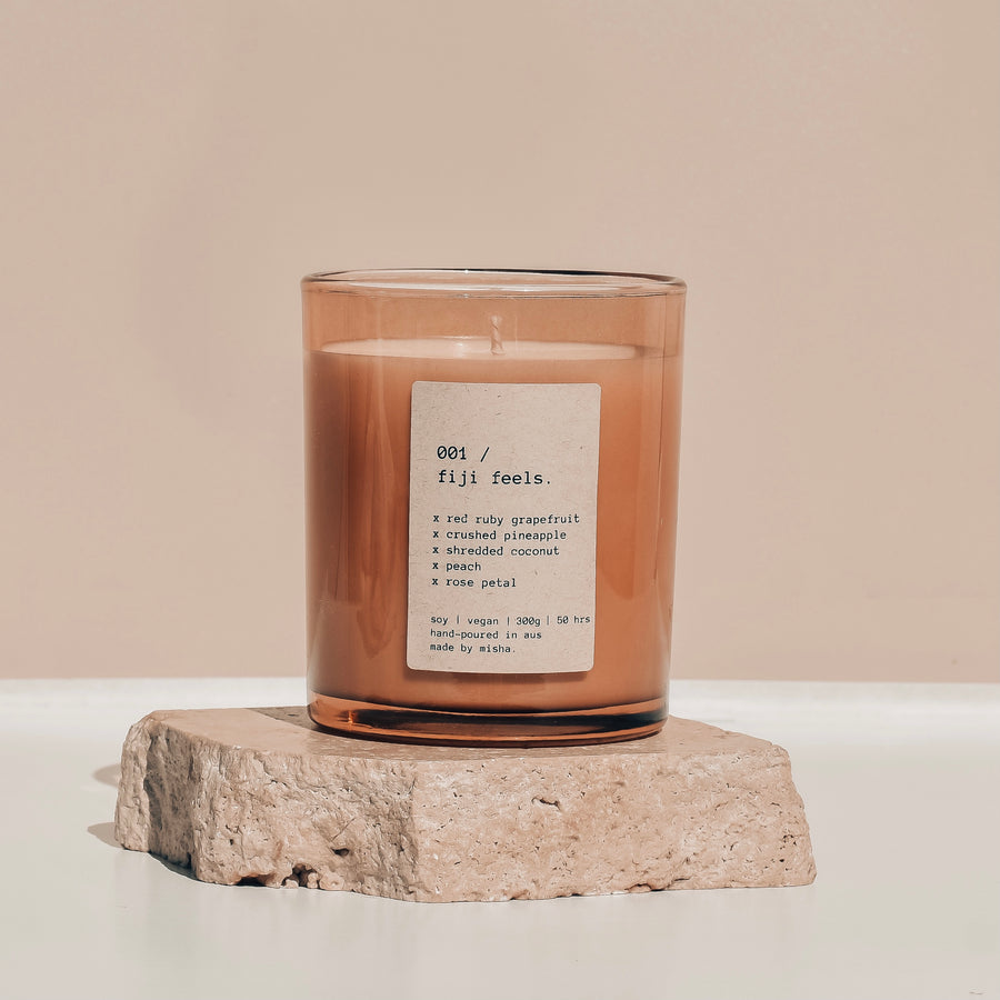 Made by Misha. Candles | 001 Fiji Feels ; Grapefruit / Pineapple / Peach / Shredded coconut
