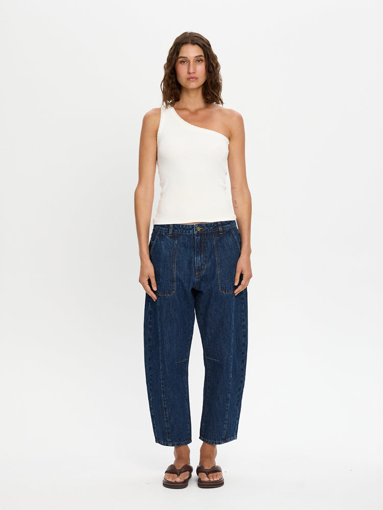 Kivari Jessica Barrel Jean | Dark Stonewash