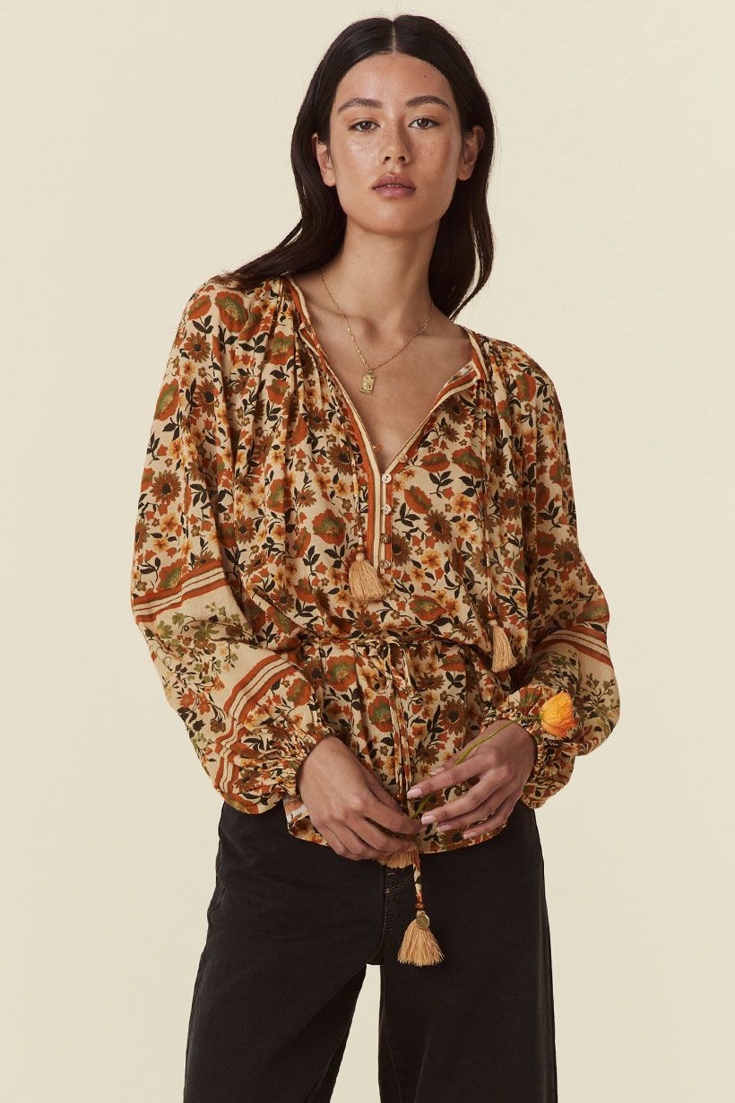 Spell Impala Lily Tie Blouse | Gold