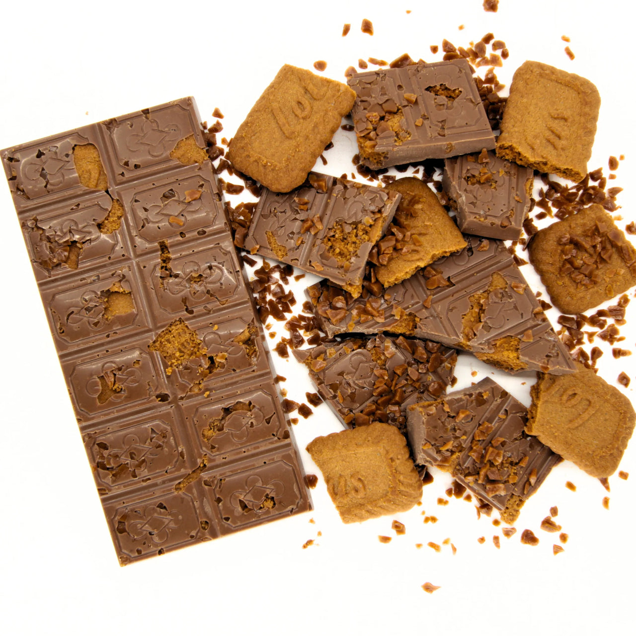 Freckleberry Chocolate Factory | Biscoff Caramel Crunch Milk Chocolate Block