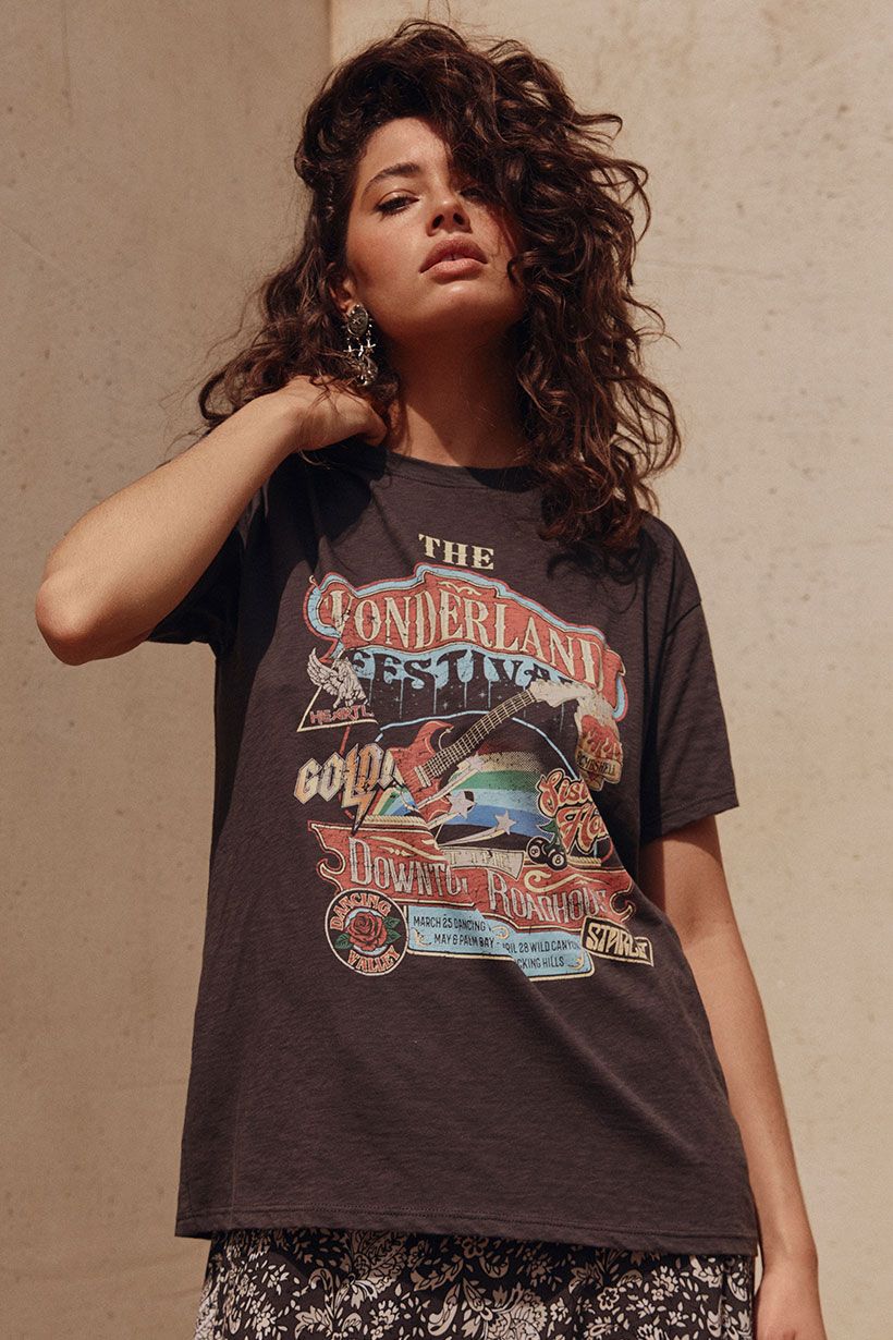 Spell Wonderland Biker Tee | Charcoal