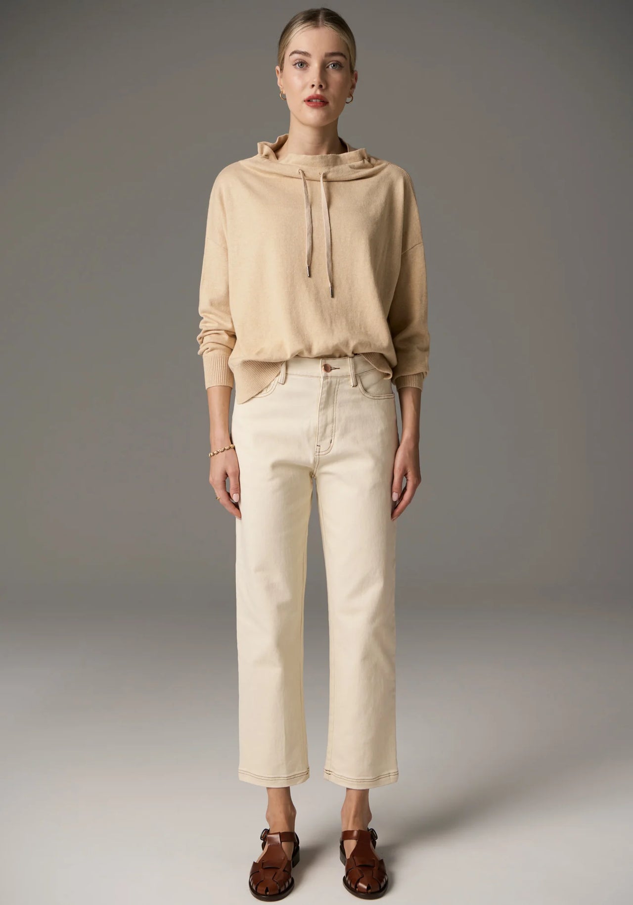 POL Clothing Harper Straight Leg Crop Jean | Ivory