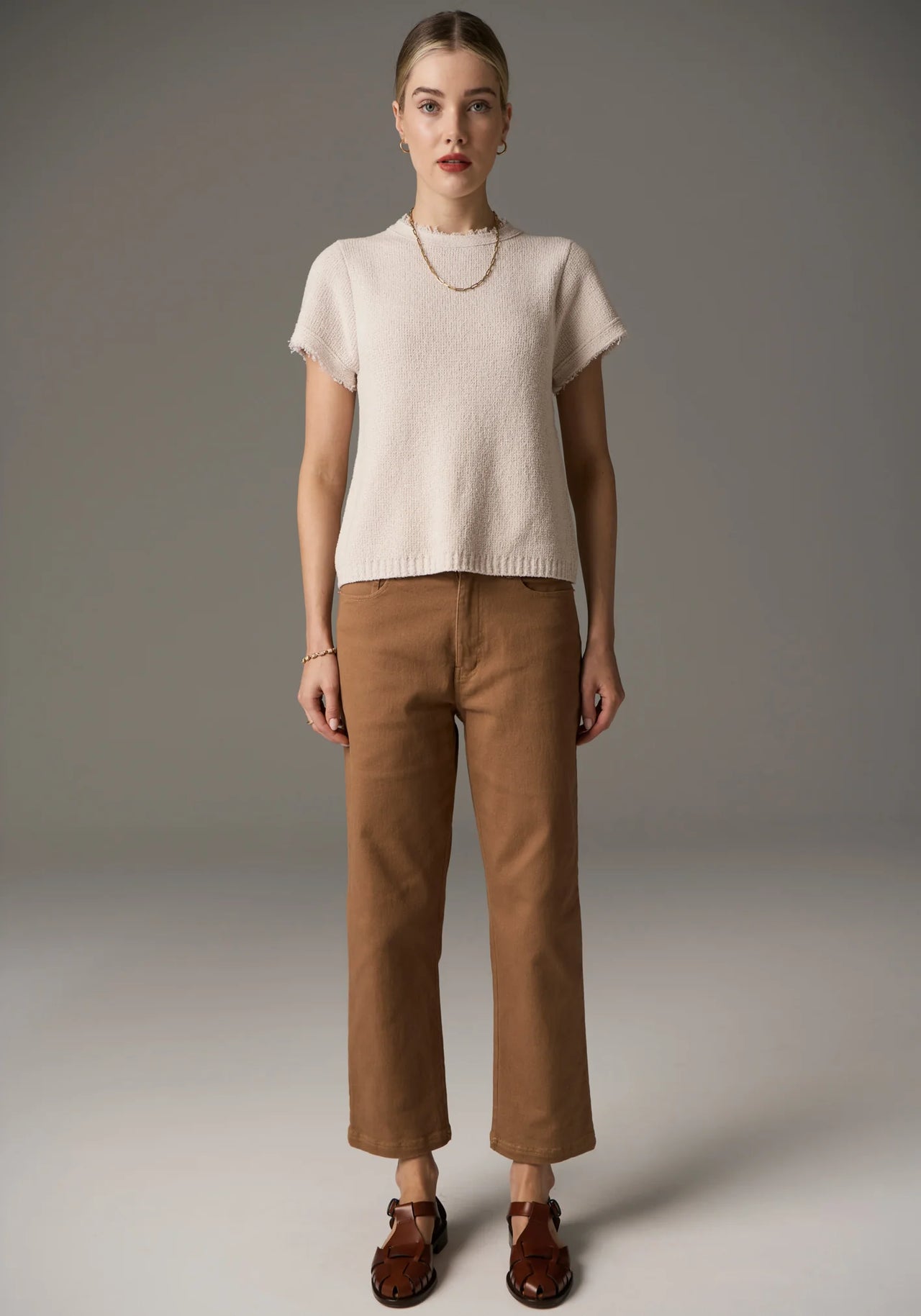 POL Clothing Harper Straight Leg Crop Jean | Toffee
