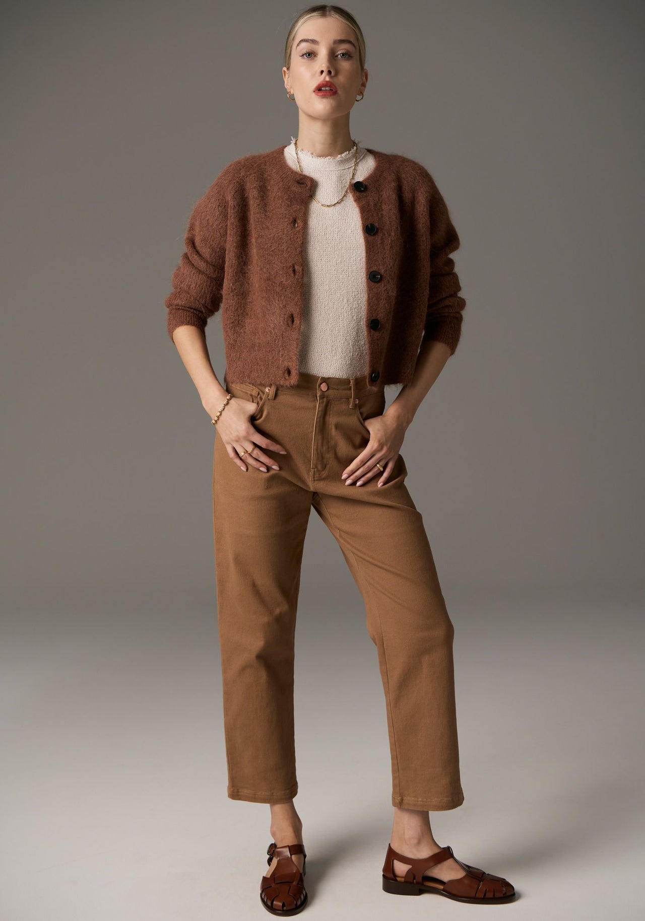 POL Clothing Finlay Cardigan | Rust