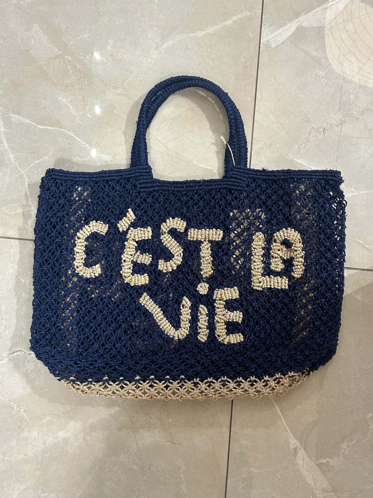 The Jacksons London Lavina Jute Bag | C’est La Vie | Indigo/ Natural