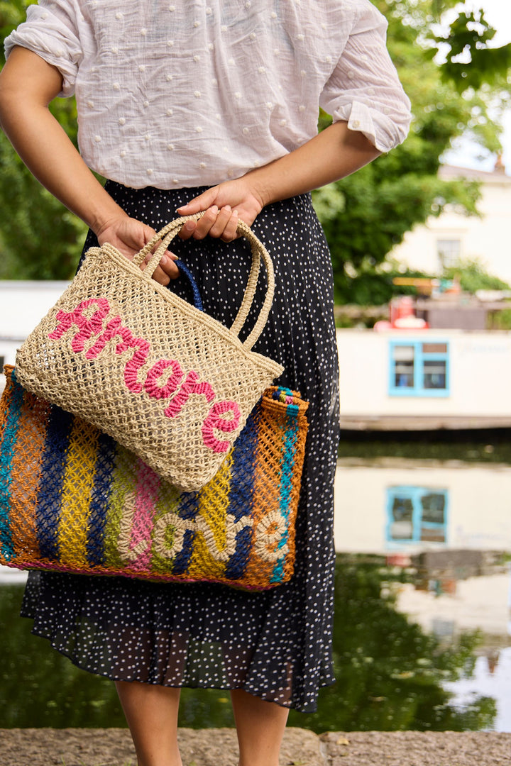 The Jacksons London Lavina Jute Bag | LOVE | Multi / Natural