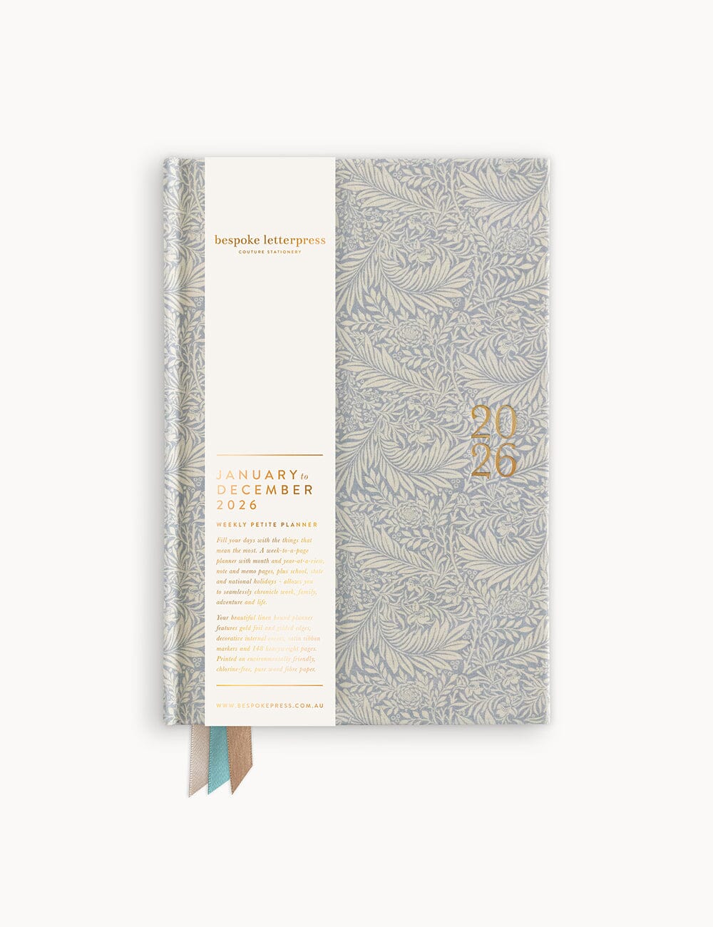 Bespoke Letterpress Petite Linen Bound Planner | 2026 | Dune