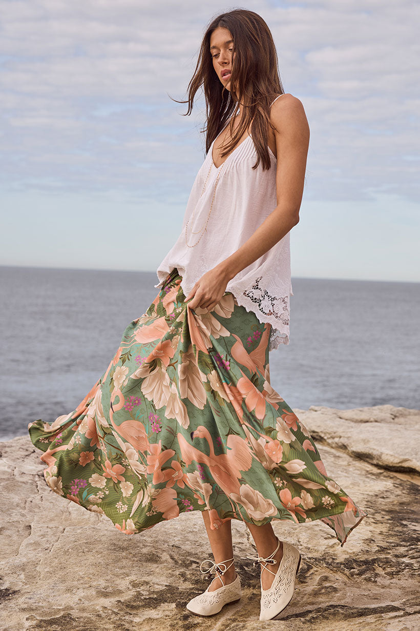 Spell Floridian Maxi Skirt | Sage