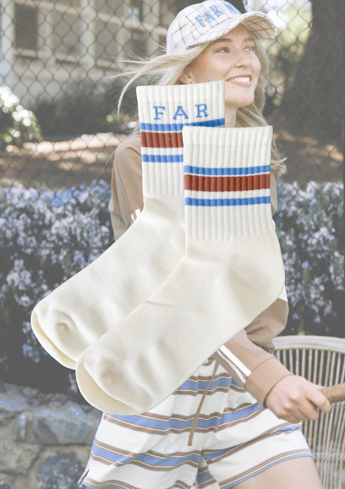 FAR MER By Whitney. Crew Socks | Cream