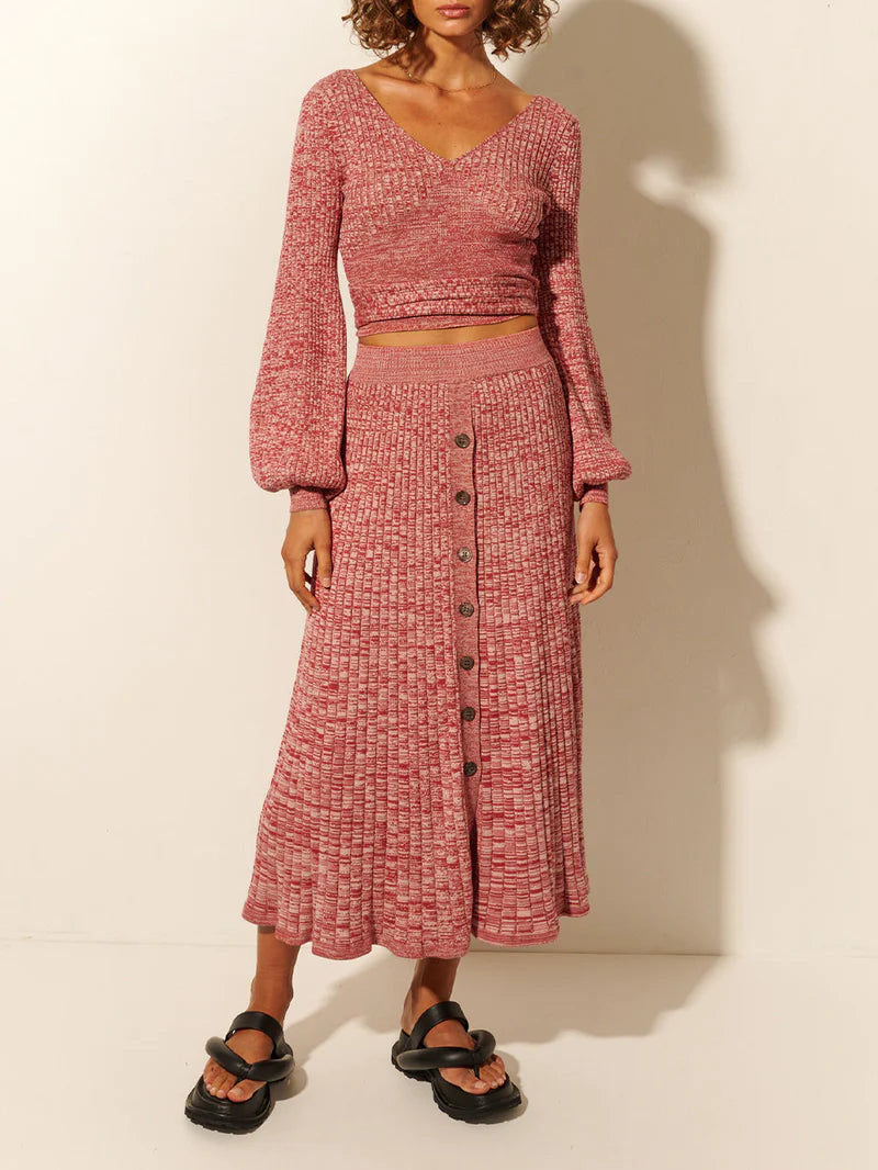 Kivari Yolanda Knit Midi Skirt | Berry