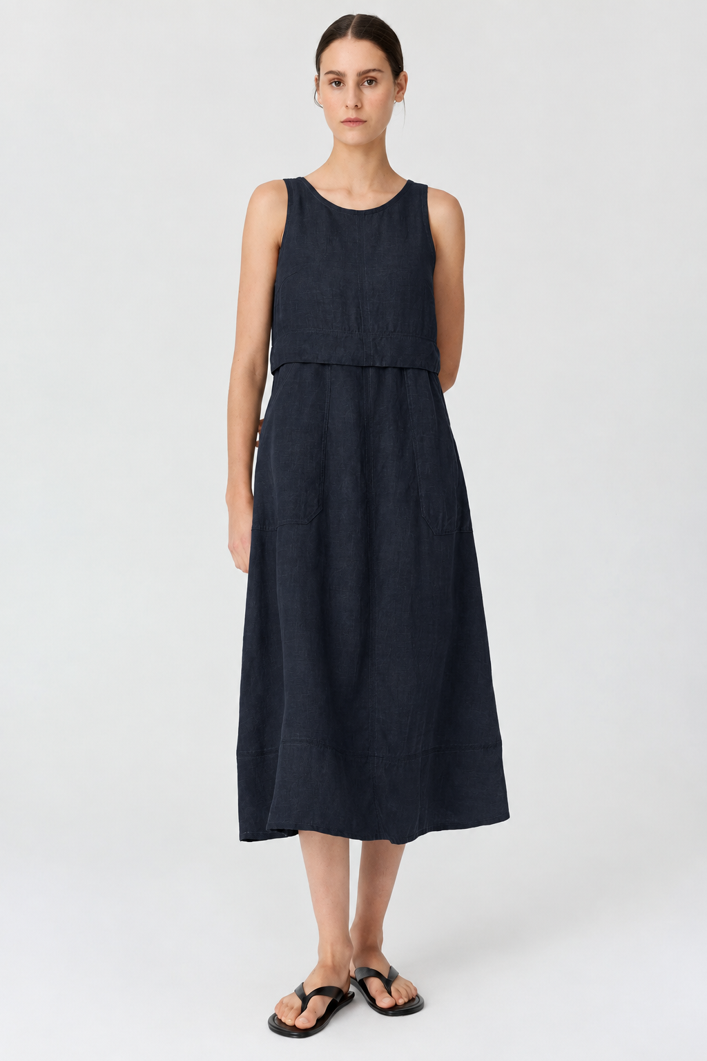 POL Frankie Double Layer Dress in Ink