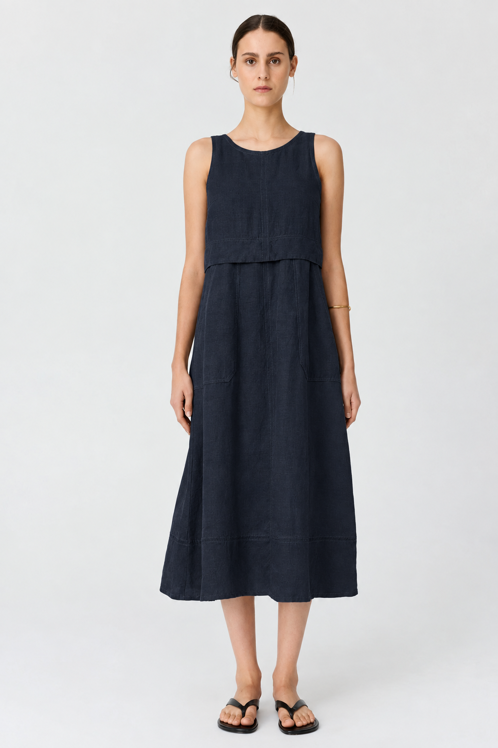 POL Frankie Double Layer Dress in Ink