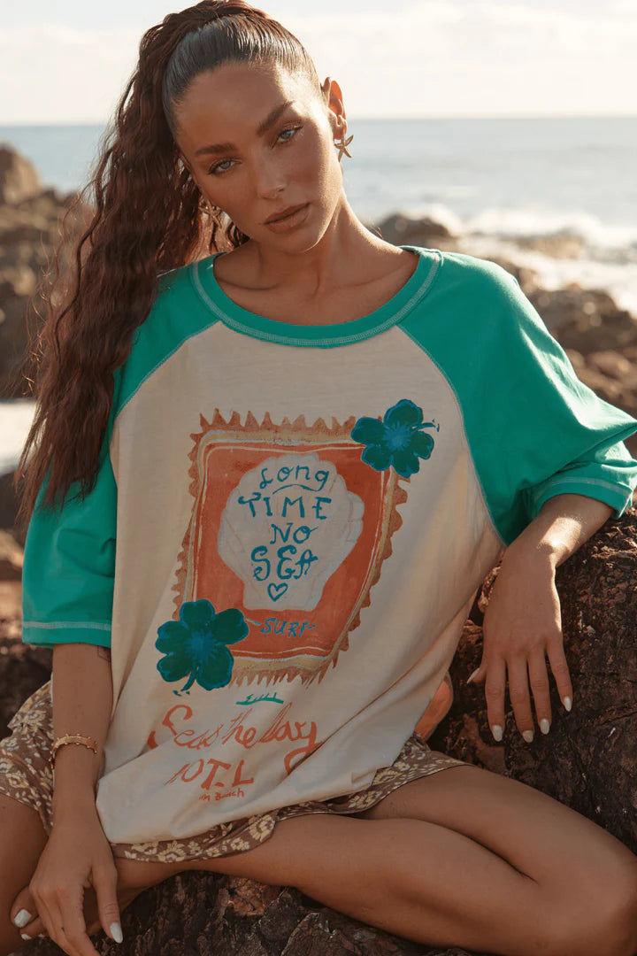 Sabbi The Long Time No Sea Raglan Tee | Green